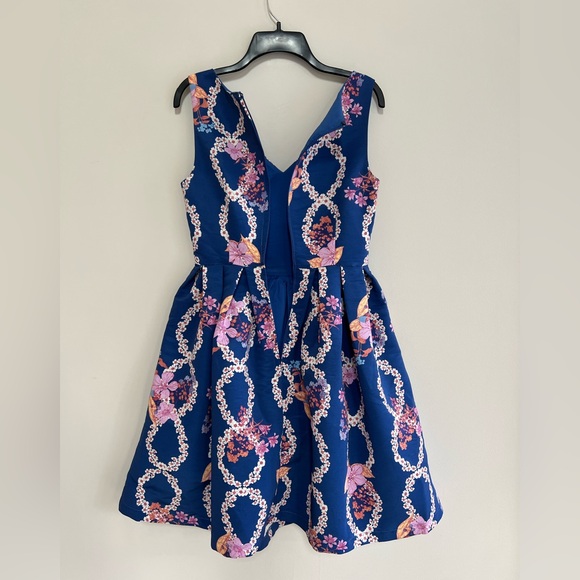 Modcloth "Beautiful You" Floral Helix Fit & Flare Dress in Blue/Pink, size S - Picture 5 of 13